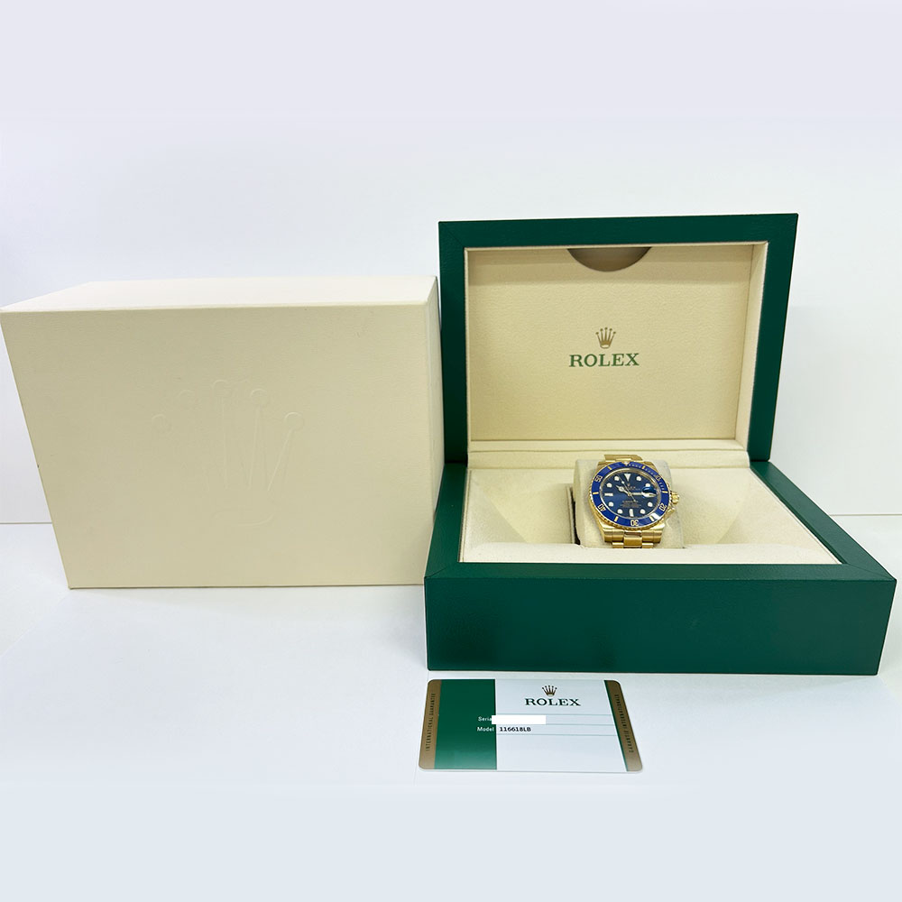 Rolex Submariner Blue Dial 40mm 116618LB Yellow Gold Oyster Watch 2019