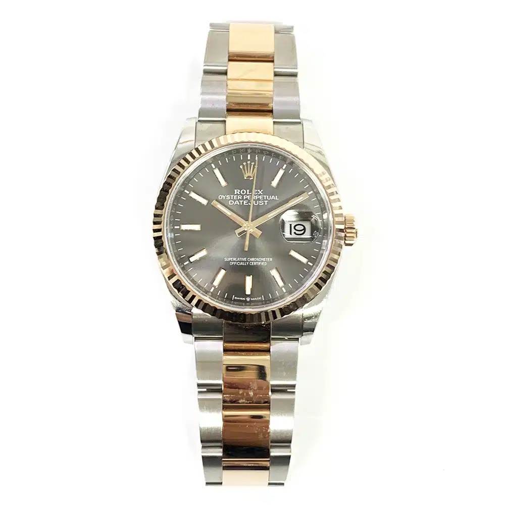 Rolex Steel/Rose Gold Rolesor Datejust 36 Watch 126231 Fluted Bezel Index Dial Oyster Bracelet 2020 – image 2