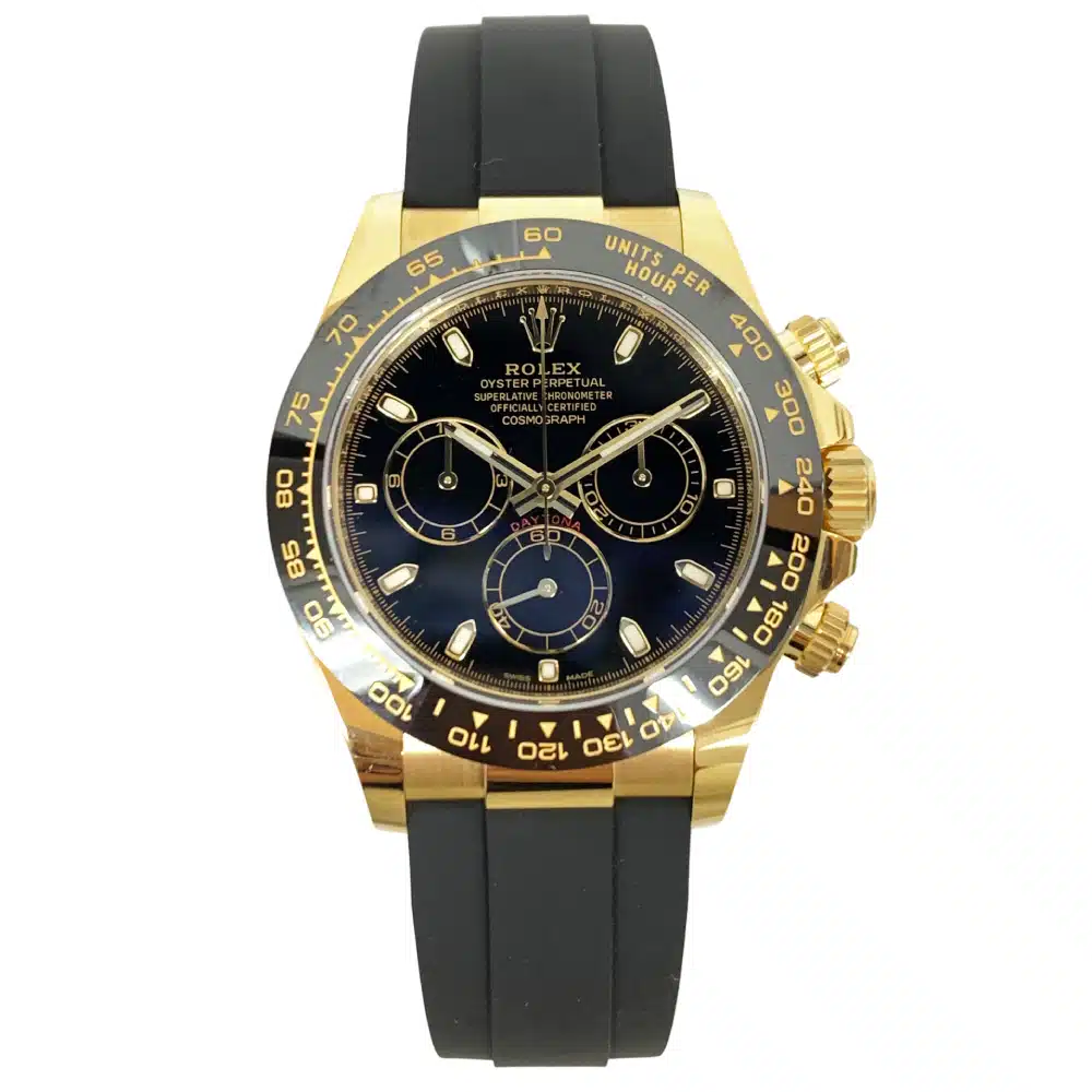 Rolex Cosmograph Daytona Black Dial 40mm 116518LN Yellow Gold with Black Rubber Men's Watch 2022 – image 3