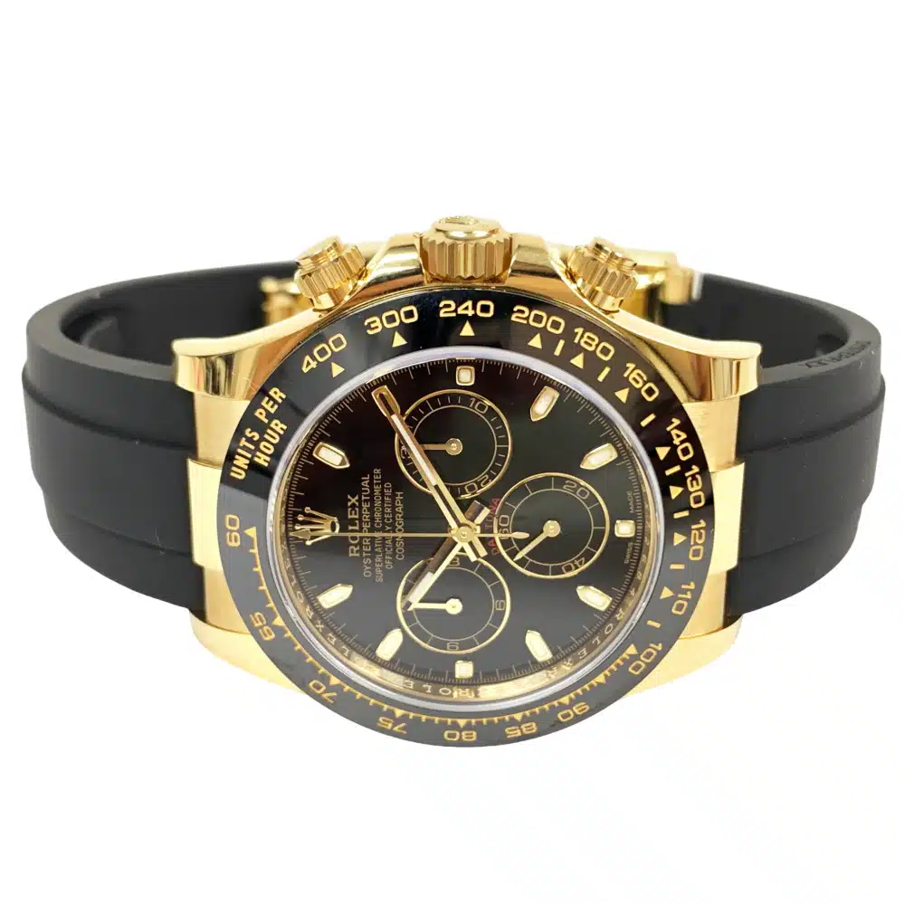 Rolex Cosmograph Daytona Black Dial 40mm 116518LN Yellow Gold with Black Rubber Men's Watch 2022 – image 4