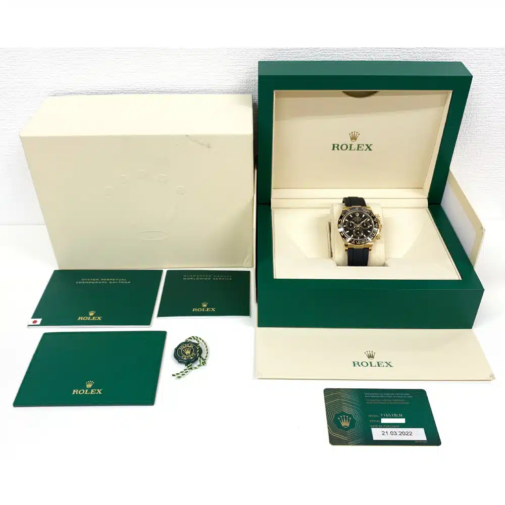Rolex Cosmograph Daytona Black Dial 40mm 116518LN Yellow Gold with Black Rubber Men's Watch 2022 – image 7