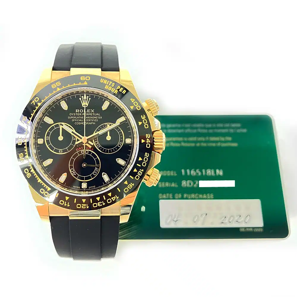 Rolex Cosmograph Daytona 40mm Yellow Gold 116518LN Black Rubber Watch Black Dial 2020 – image 2