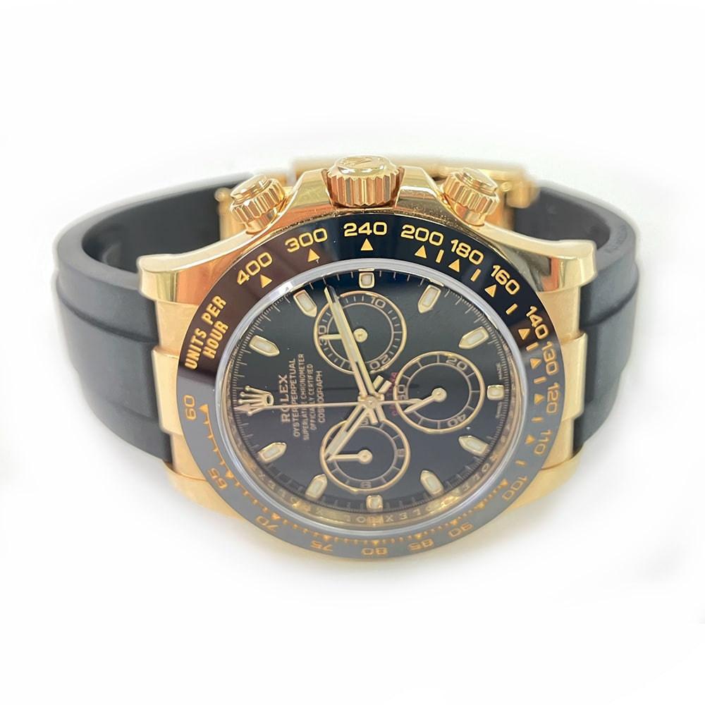 Rolex Cosmograph Daytona 40mm Yellow Gold 116518LN Black Rubber Watch Black Dial 2020