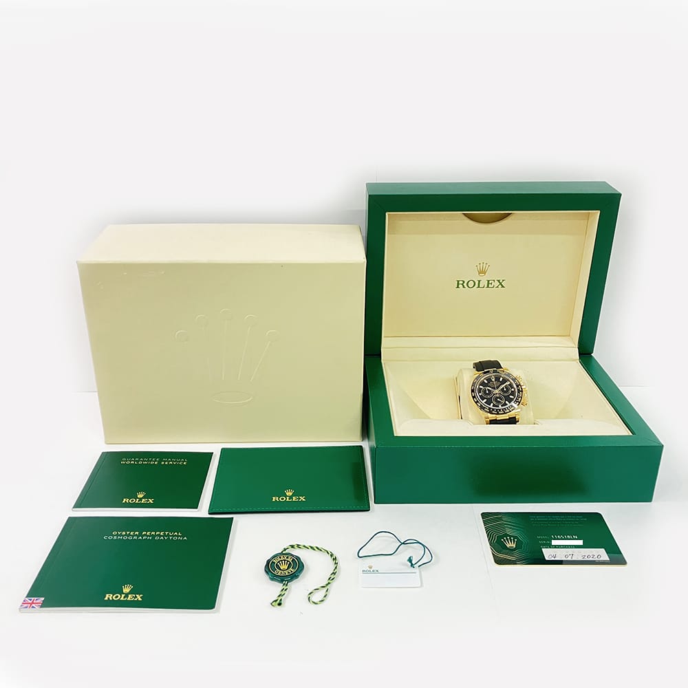 Rolex Cosmograph Daytona 40mm Yellow Gold 116518LN Black Rubber Watch Black Dial 2020