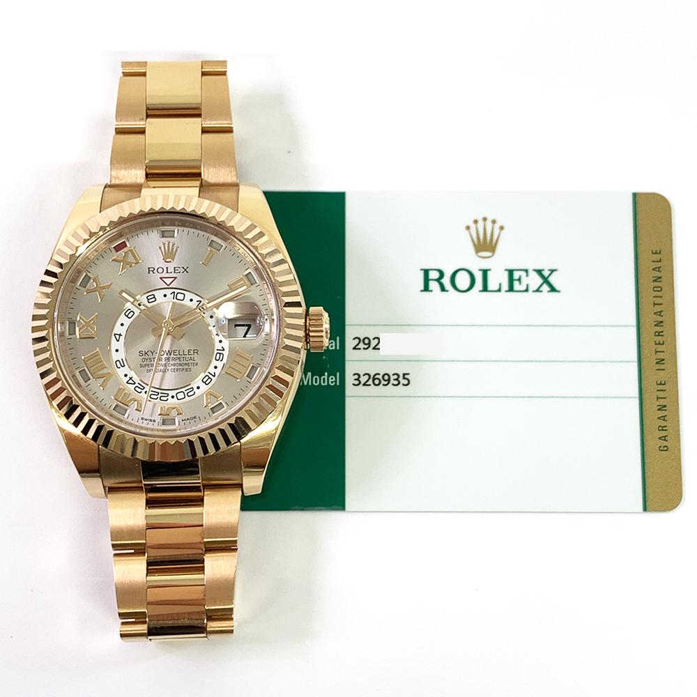 Rolex Sky-Dweller 326935-0004 42mm Oyster Rose Gold Watch Sundust Roman Dial 2019