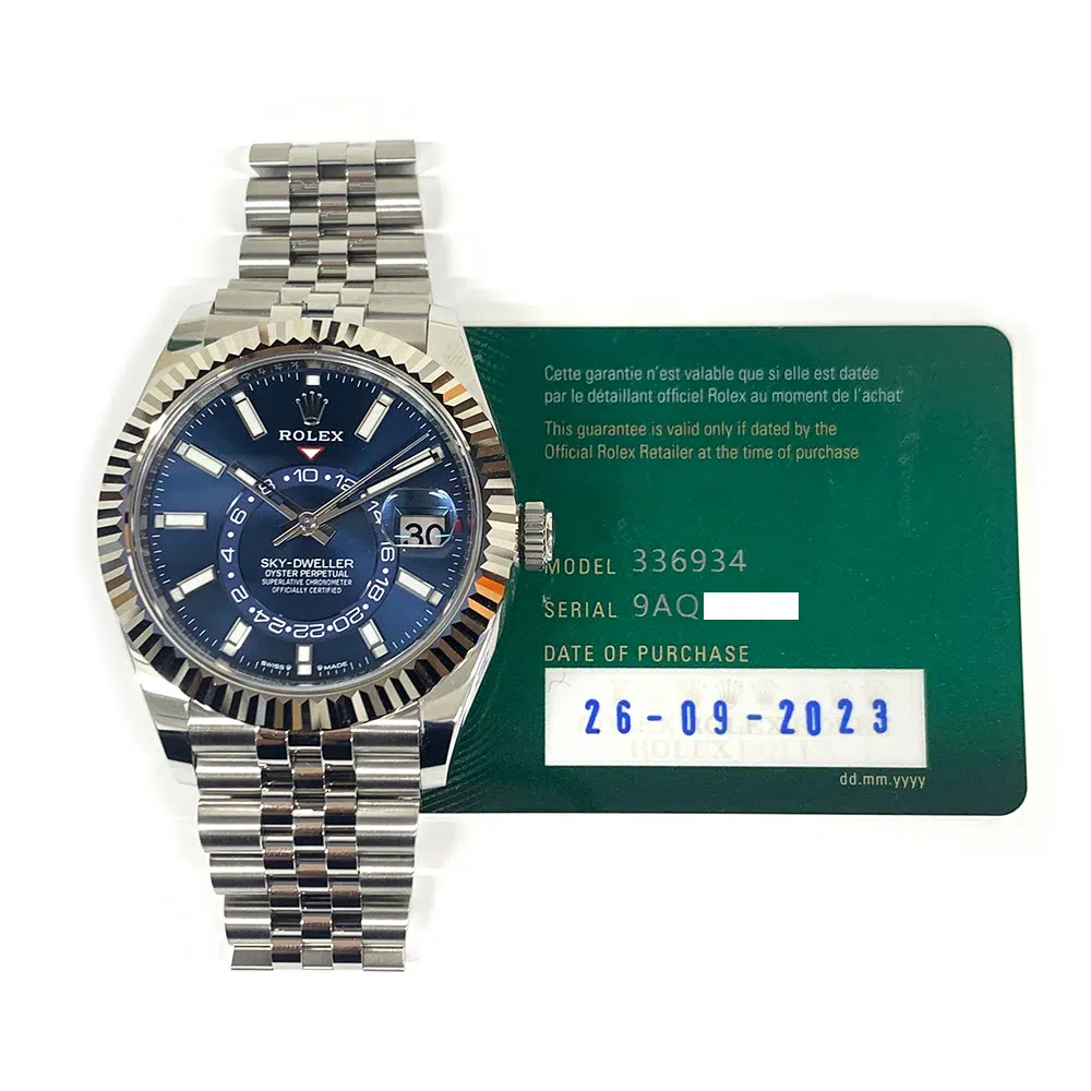 Rolex Sky-Dweller 42mm Jubilee 336934 Stainless Steel Watch Blue Index Dial – image 2