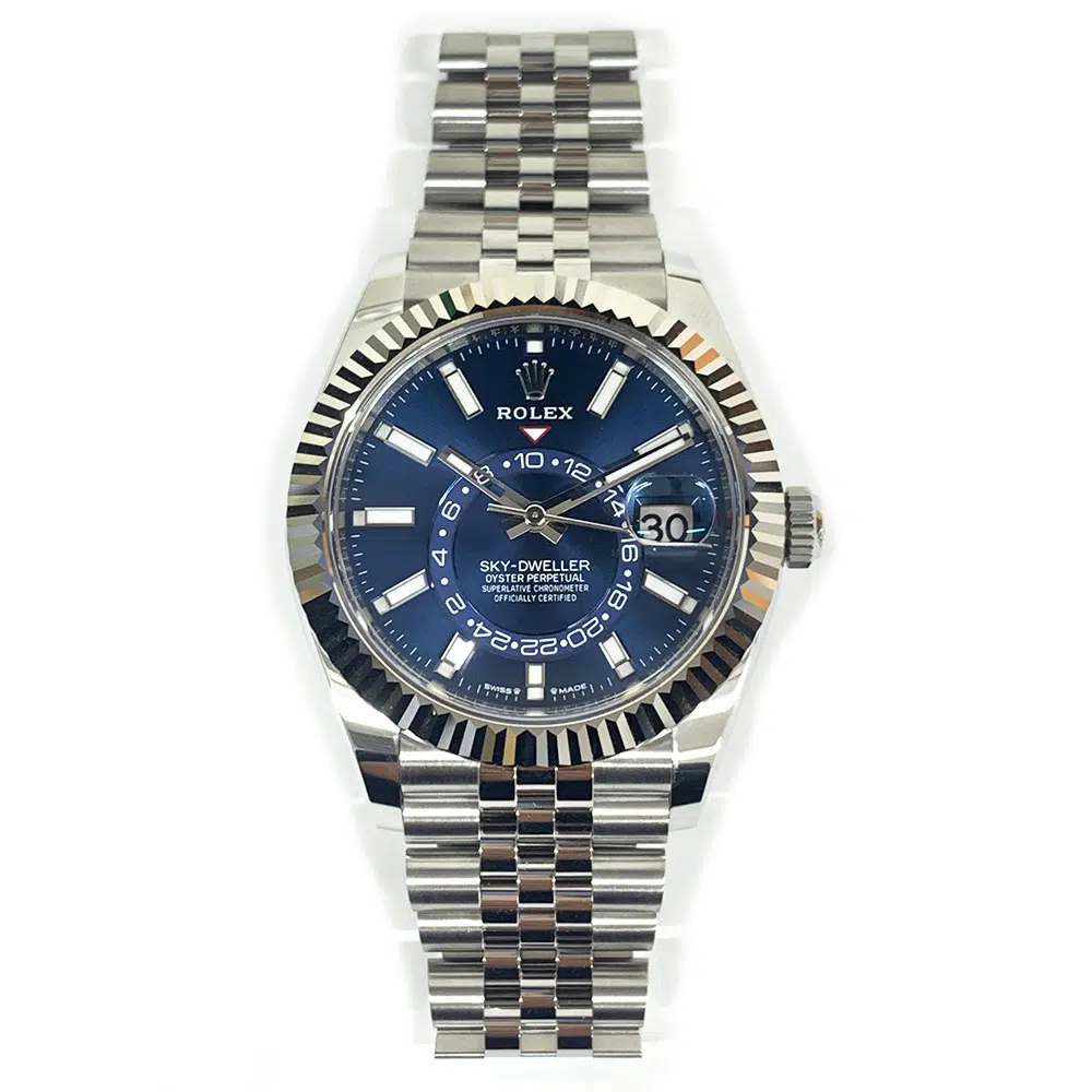 Rolex Sky-Dweller 42mm Jubilee 336934 Stainless Steel Watch Blue Index Dial – image 3