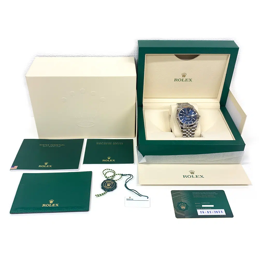Rolex Sky-Dweller 42mm Jubilee 336934 Stainless Steel Watch Blue Index Dial – image 8