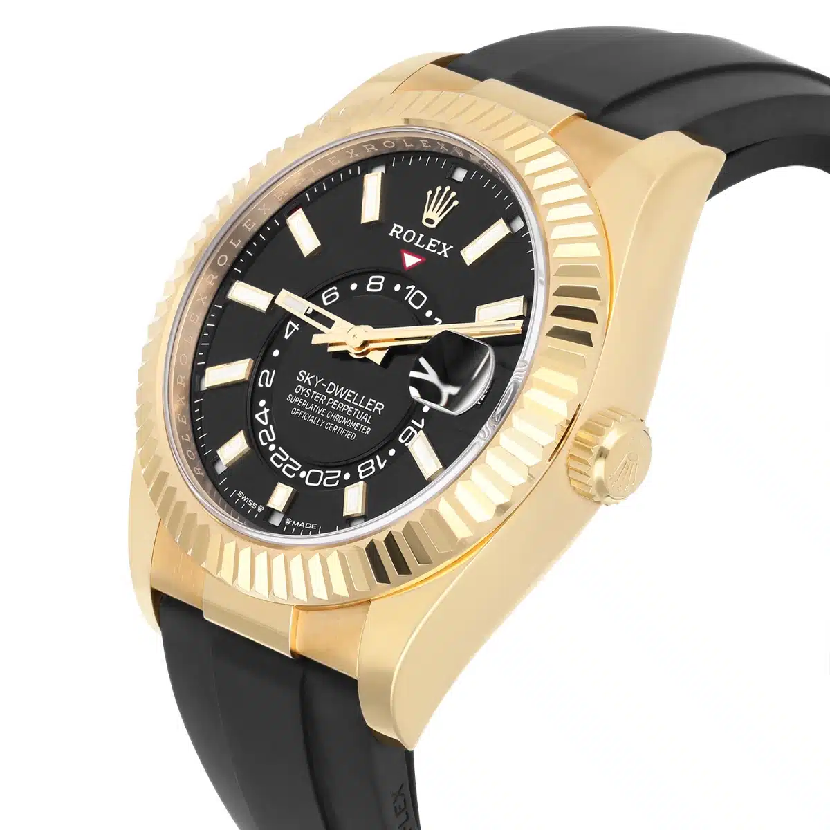 Rolex Sky-Dweller 326238 18k Yellow Gold Oysterflex Watch Black Dial – image 4