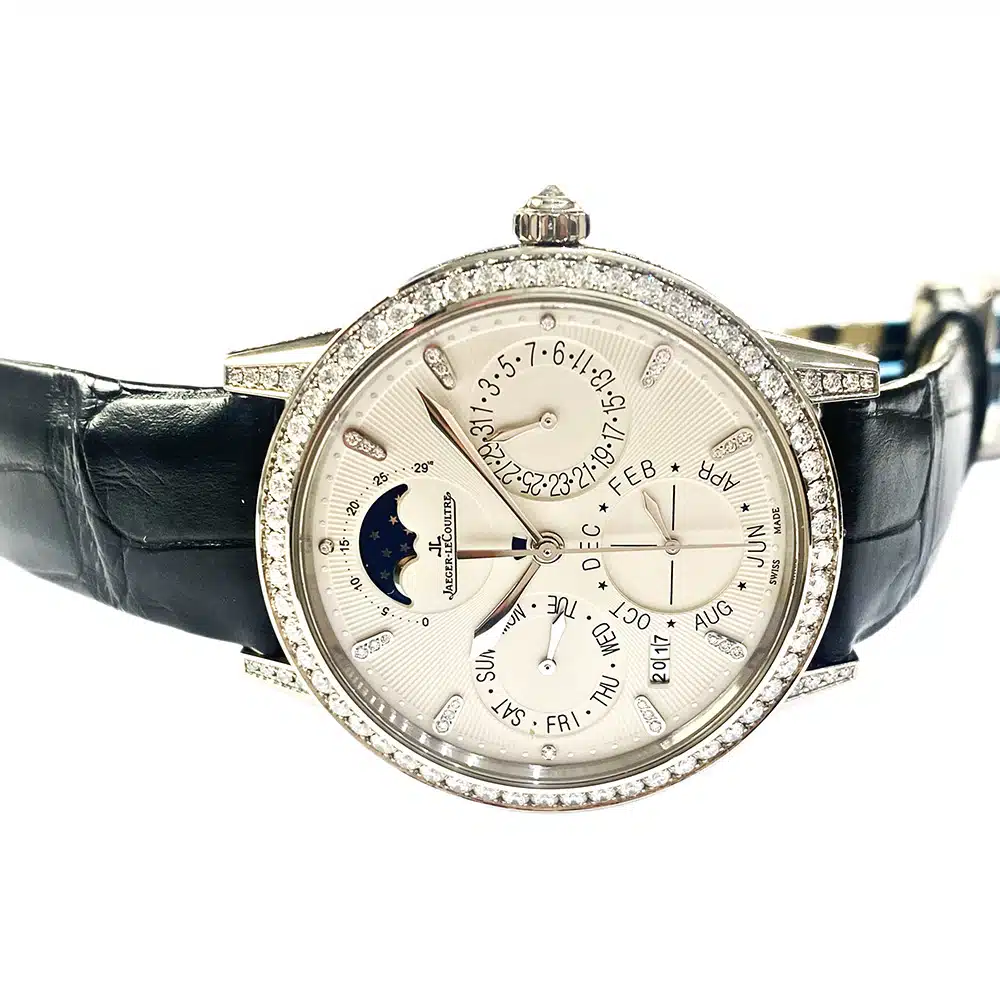Jaeger Le Coultre Rendez Vous Perpetual Calendar Q3493420 White Gold with Black Leather Watch White Dial – image 6