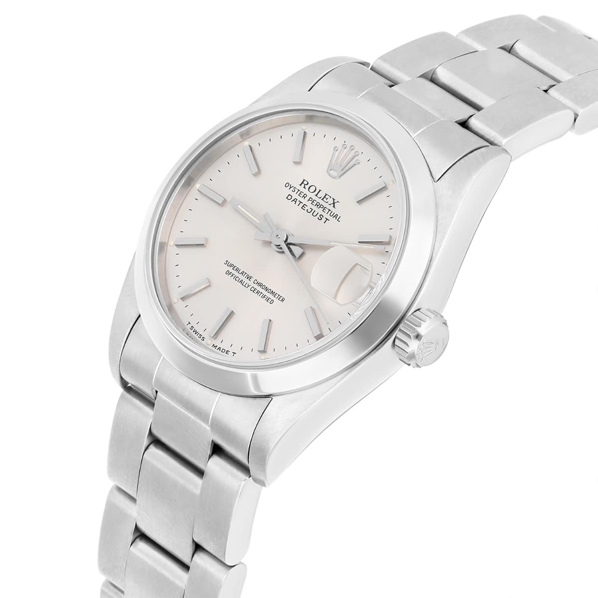 Rolex Datejust 31 68240 Midsize Silver Index Dial Stainless Steel Watch Oyster Band
