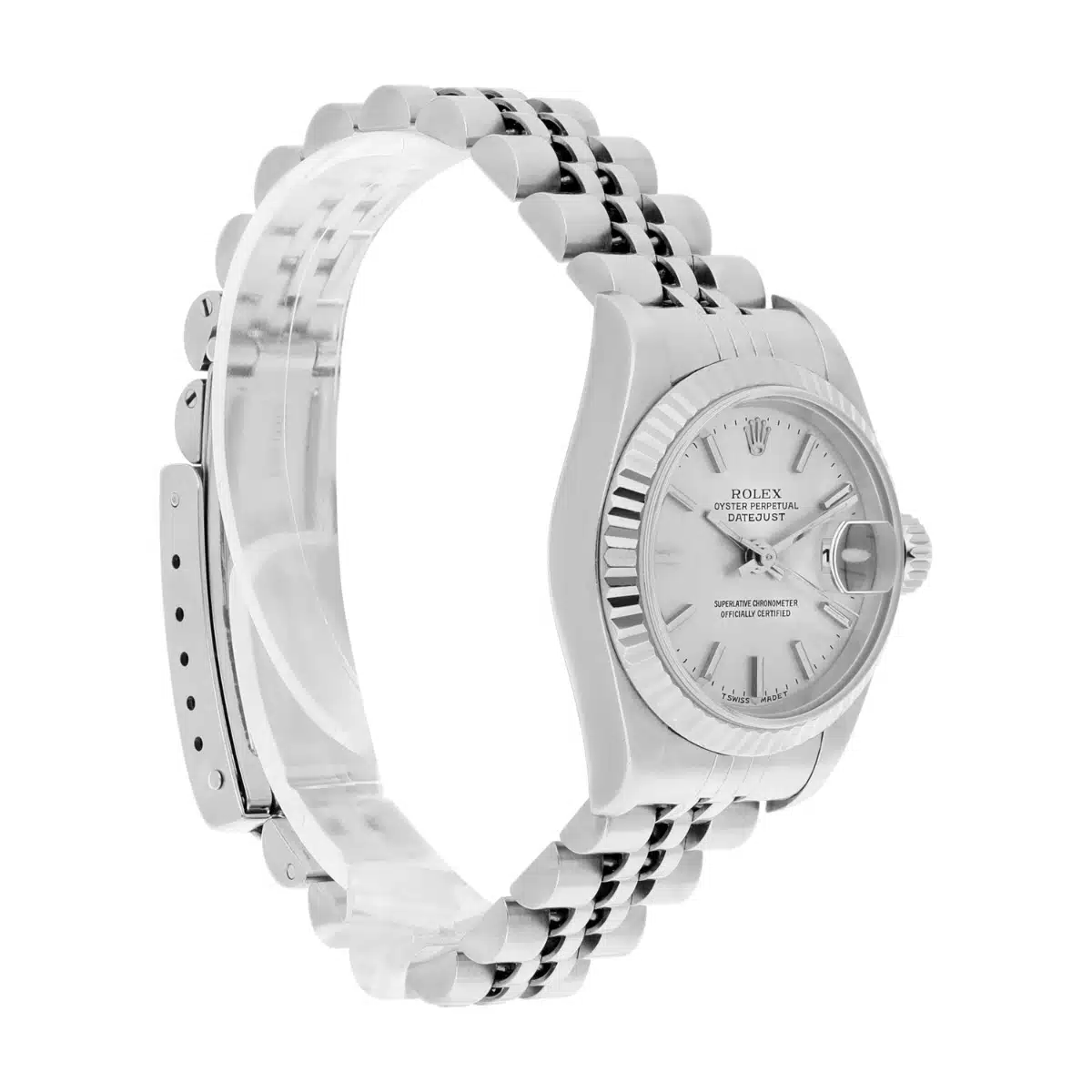 Rolex Ladies Datejust 26mm Silver Dial Fluted Bezel Jubilee Watch 69174 – image 7
