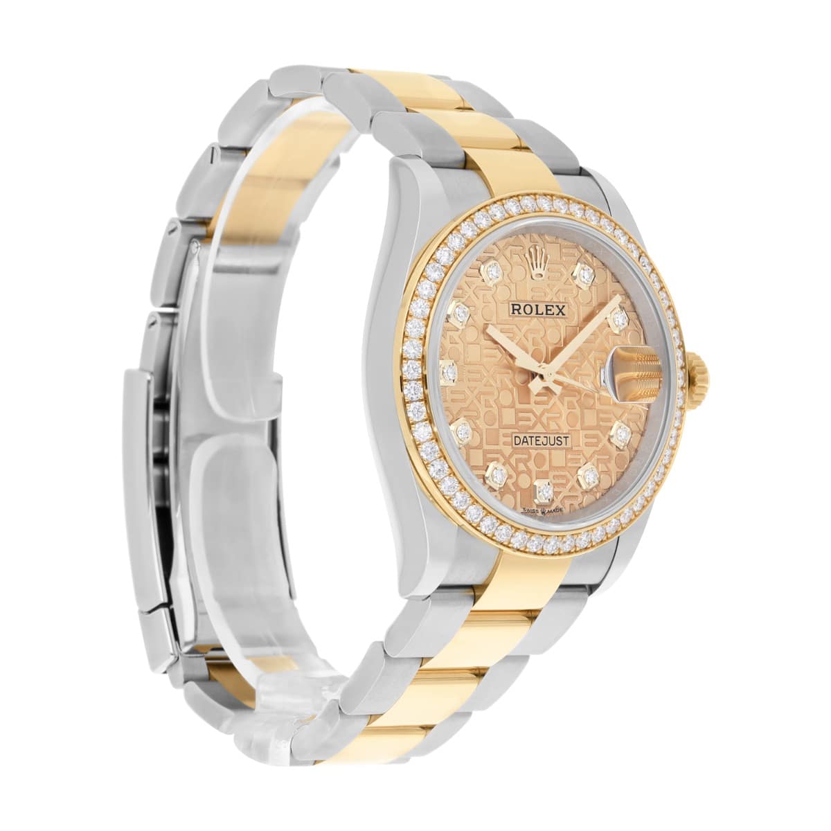Rolex Datejust 36 126283RBR Champagne Logo Dial Factory Diamond Bezel 2022