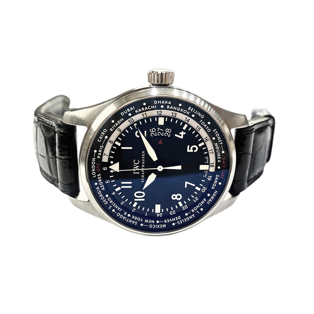 IWC Pilot Worldtimer IW326201 Stainless Steel with Black Crocodile Leather Watch 2018