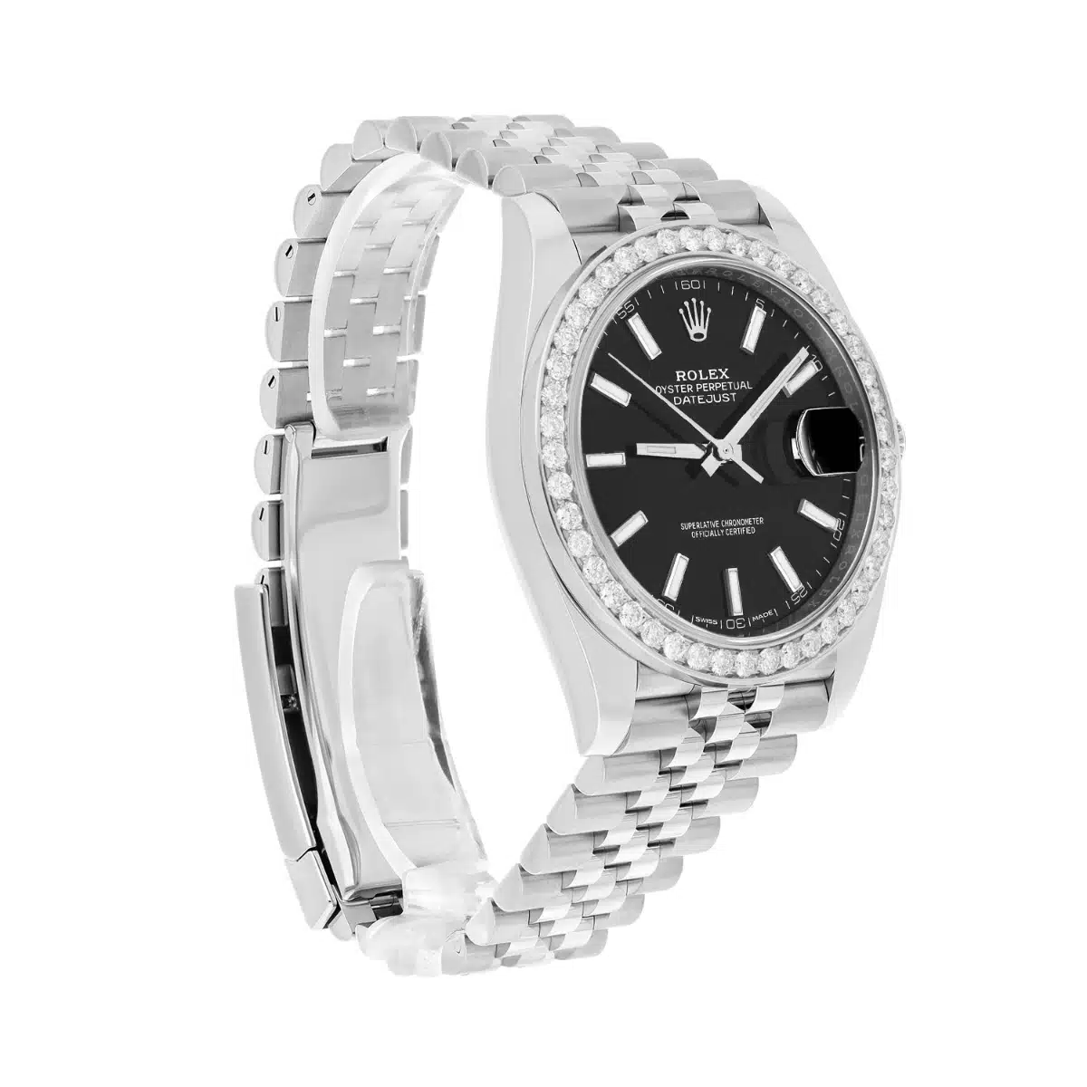 Rolex Datejust 41 Steel Watch Black Index Dial Diamonds Mens Jubilee Band 126300 – image 4