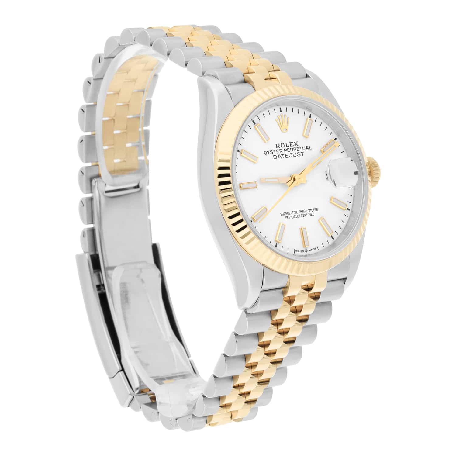 Rolex Datejust 36 18K Yellow Gold Fluted Bezel White Index Dial Jubilee Stainless Steel 126233 - 2020