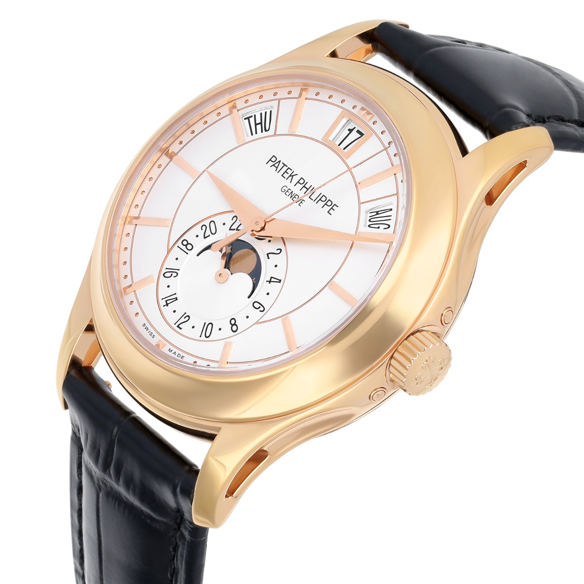 Patek Philippe Complications 5205R-001 Rose Gold Silver Dial Mens Watch Complete