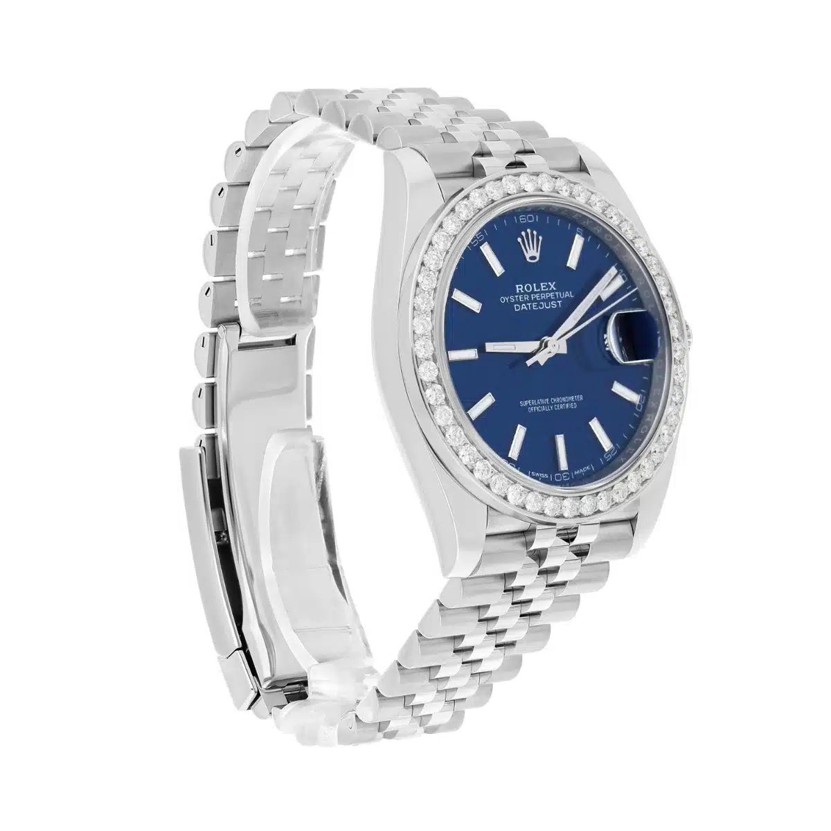 Rolex Datejust 41 126300 Steel Watch Blue Index Dial Diamonds Mens Jubilee Band – image 4
