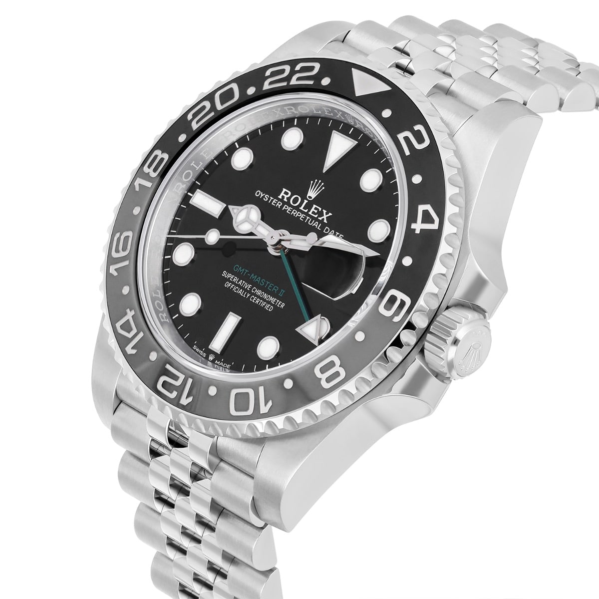 Rolex GMT-Master II 40mm 126710GRNR-0003 Jubilee Stainless Steel Watch Black Dial 2024