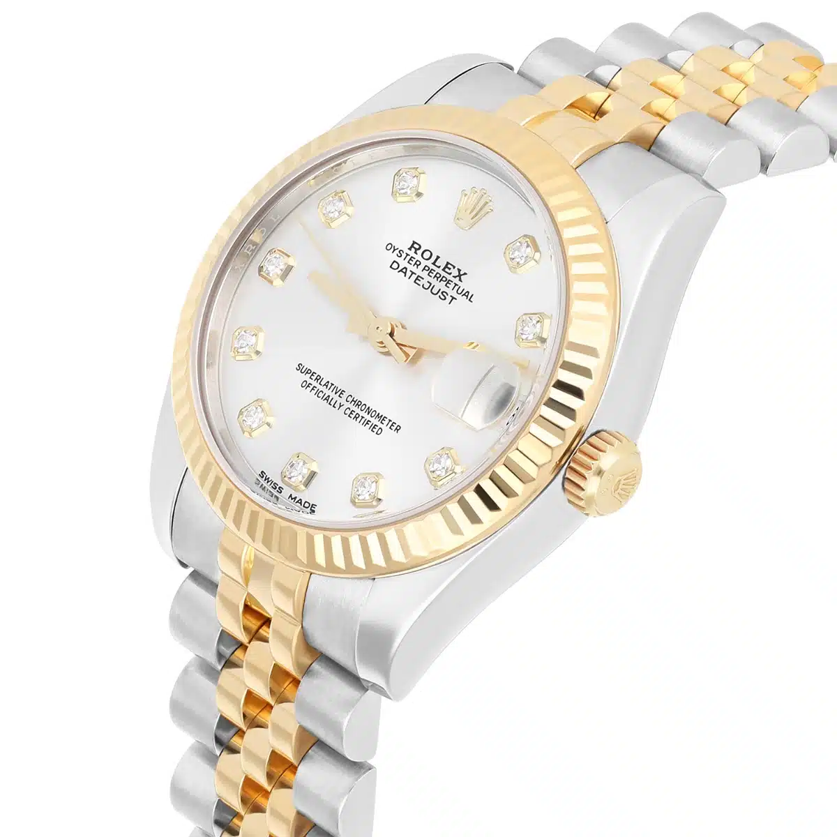 Rolex Datejust 31mm Yellow Gold/Steel Ladies Watch Silver Diamond Dial 178273-0015 - 2017 – image 3