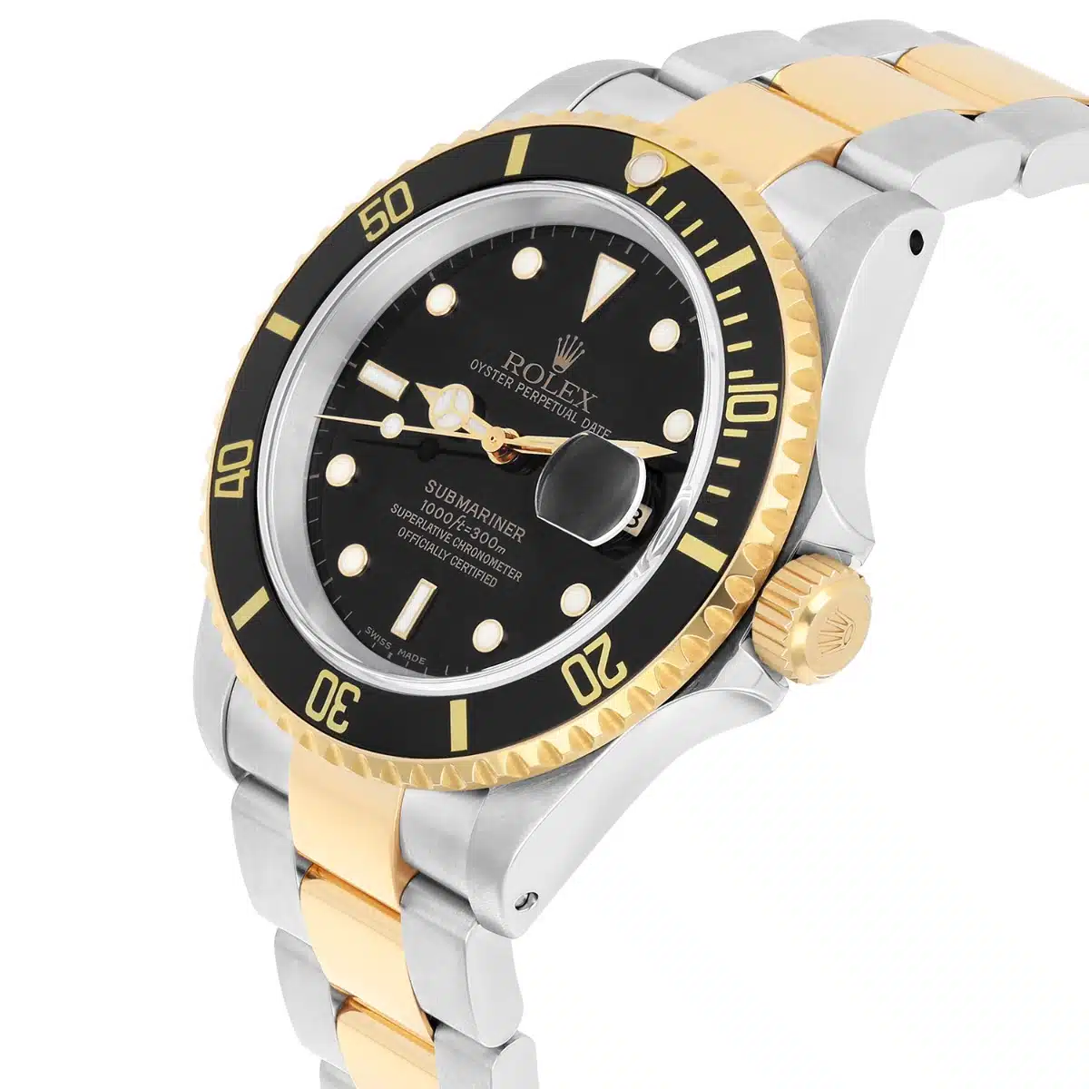 Rolex Steel & 18K Yellow Gold 40mm Submariner Black 16613N 18K Gold Buckle B/P – image 3