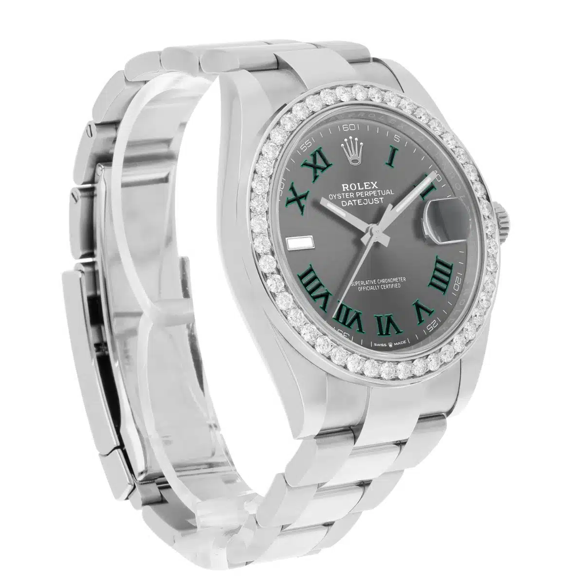 Rolex Datejust 126334 Stainless Steel 41mm Gray Wimbledon Dial Diamond Bezel – image 6