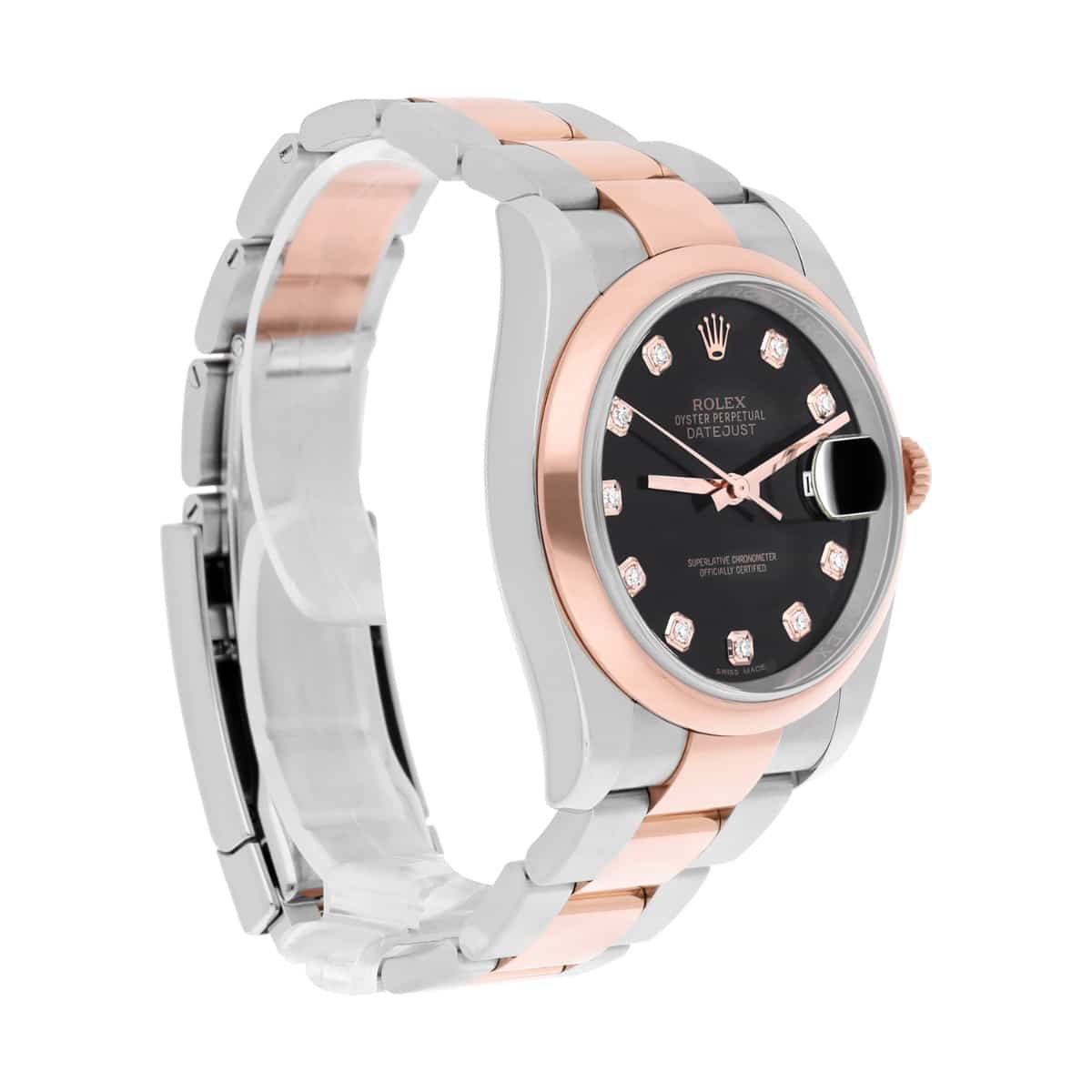 Rolex Datejust 36mm Black Diamond Dial Rose Gold/Stainless Steel 116201-0083