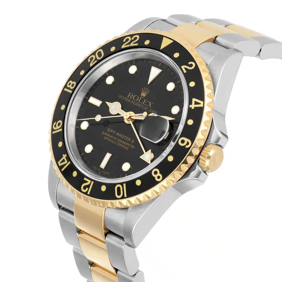 Rolex GMT Master II Black Dial Yellow Gold Steel Mens Watch 16713 Complete 2008 – image 5