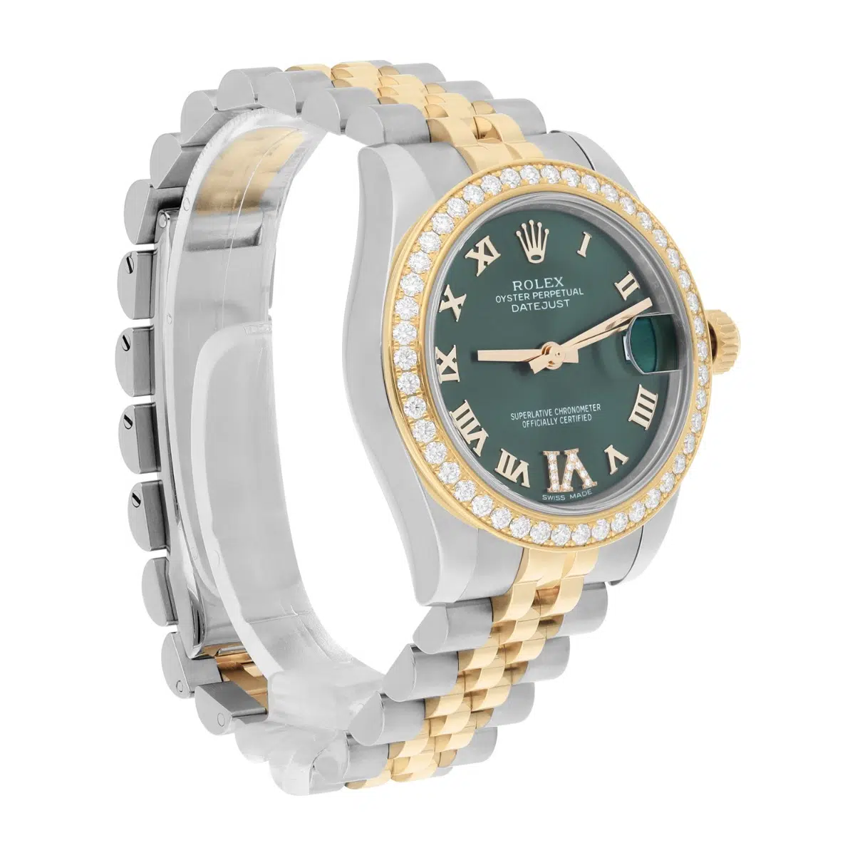 Rolex Datejust 178383-0005 Stainless Steel & 18K Yellow Gold 31mm Diamond Bezel Green Dial – image 4