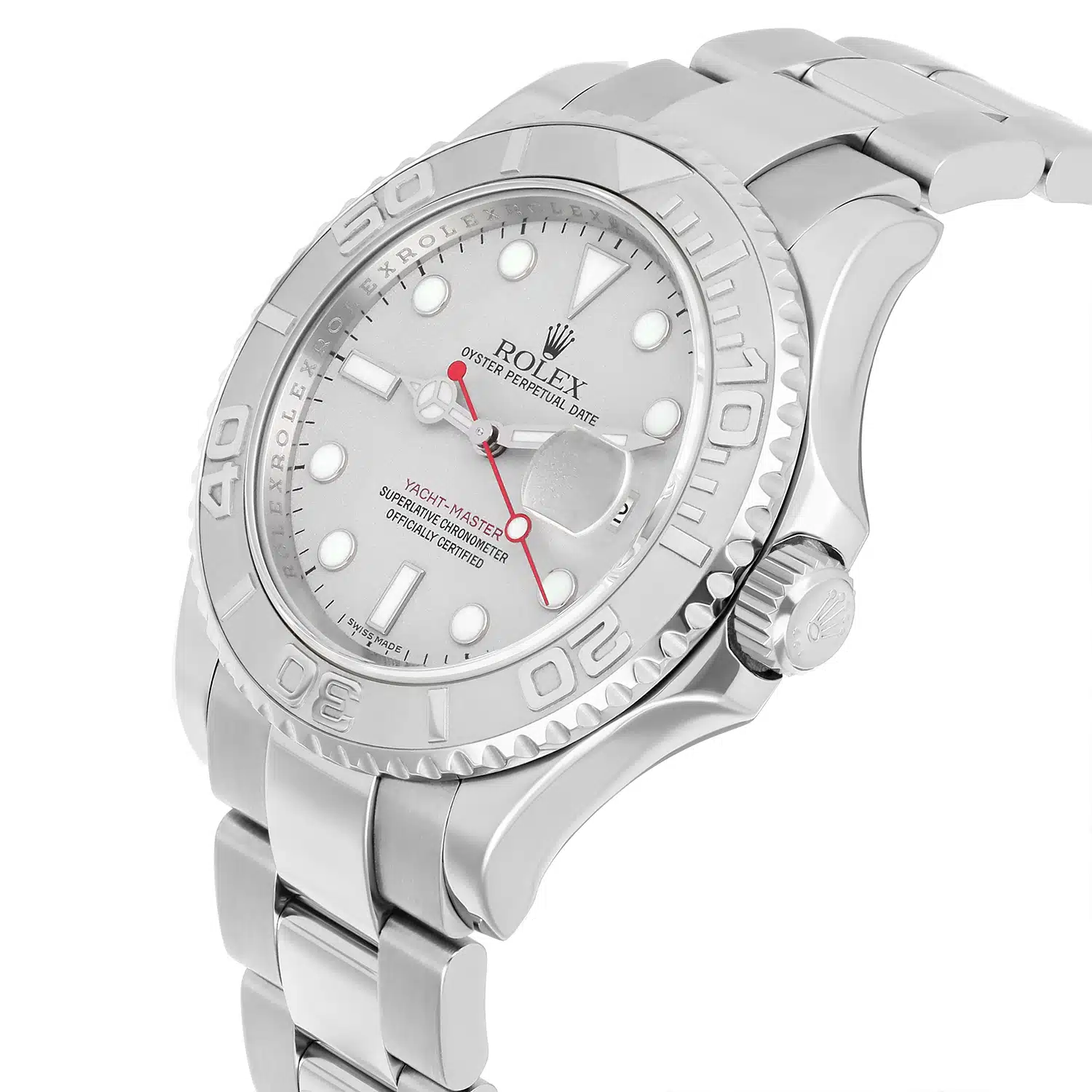 Rolex Yacht-Master 40mm 16622 Stainless Steel Watch Platinum Dial Platinum Bezel Complete – image 6
