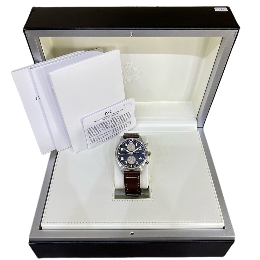 IWC Pilot Spitfire Chronograph IW387806 Stainless Steel with Brown Leather Watch 2014