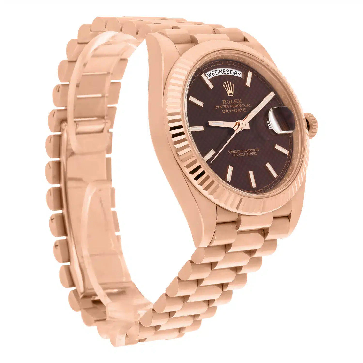Rolex Day-Date 228235 40mm Chocolate Motif Rose Gold Dial Complete – image 5