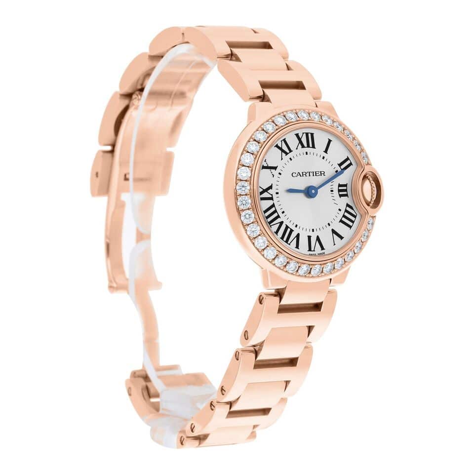 Cartier Ballon Bleu WJBB0015 28mm Rose Gold Diamond Bezel Ladies Watch