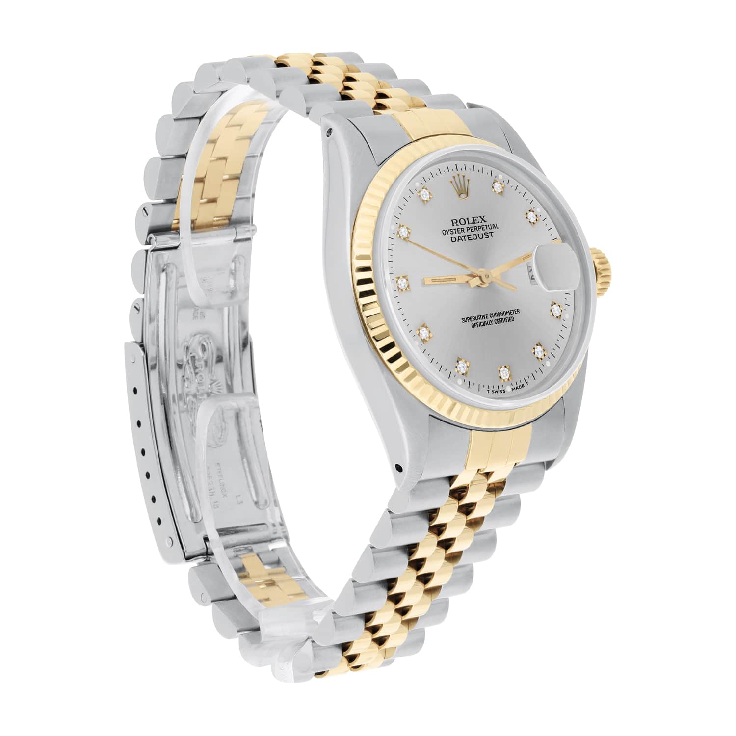 Rolex Datejust 36mm Two Tone 16233 Circa 1992 Very Rare C Series Silver Diamond