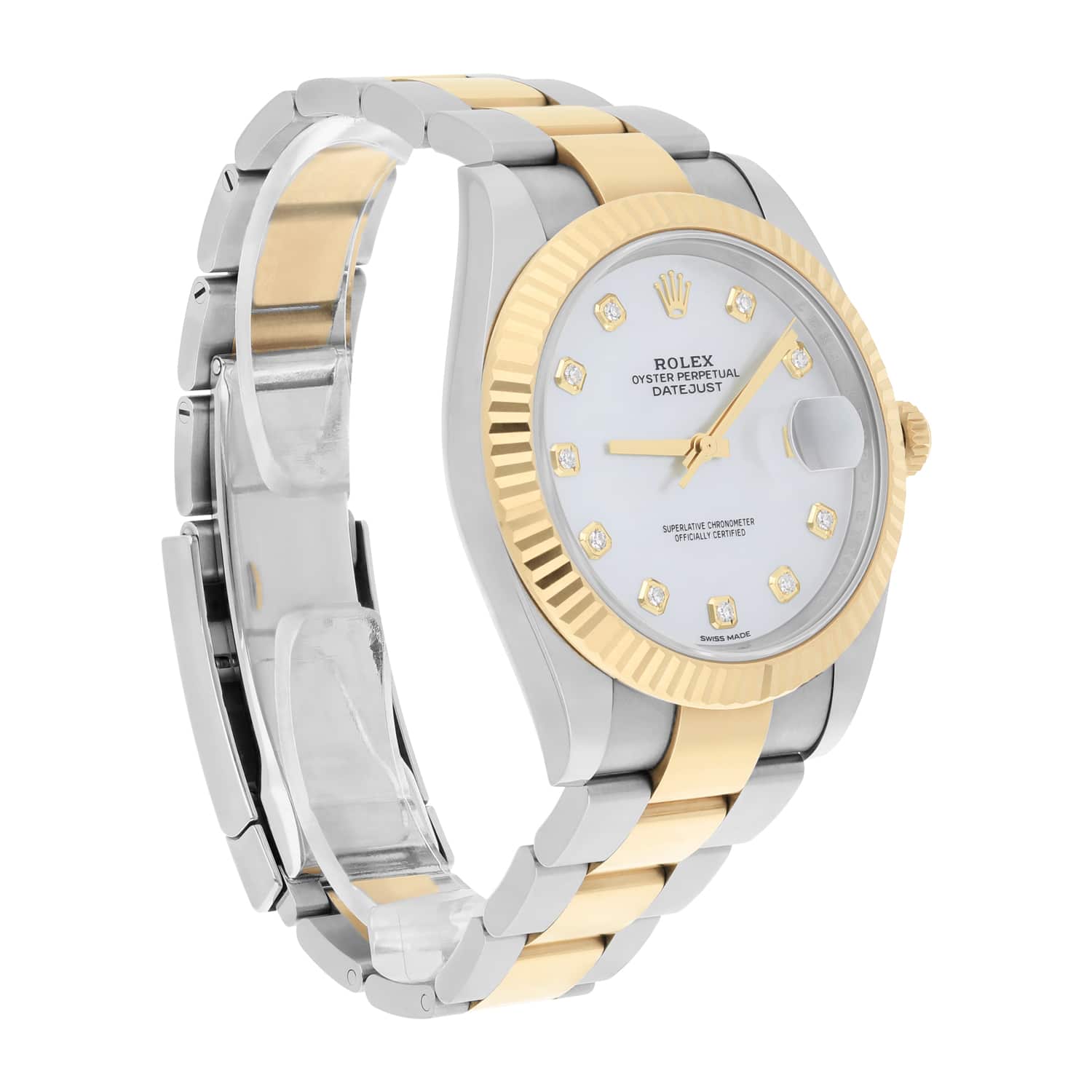 Rolex Datejust 41 Mother of Pearl Diamond Dial 126333 Oyster Band Complete