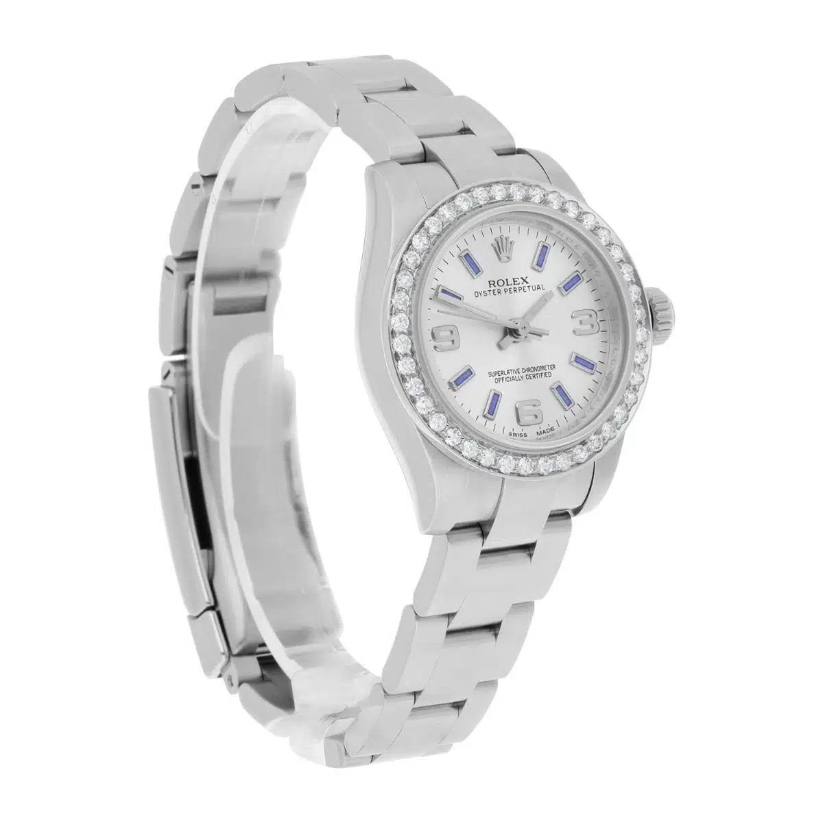 Rolex 26mm OP Silver Dial Stainless Steel Ladies Watch 176200 Diamond Accent – image 6