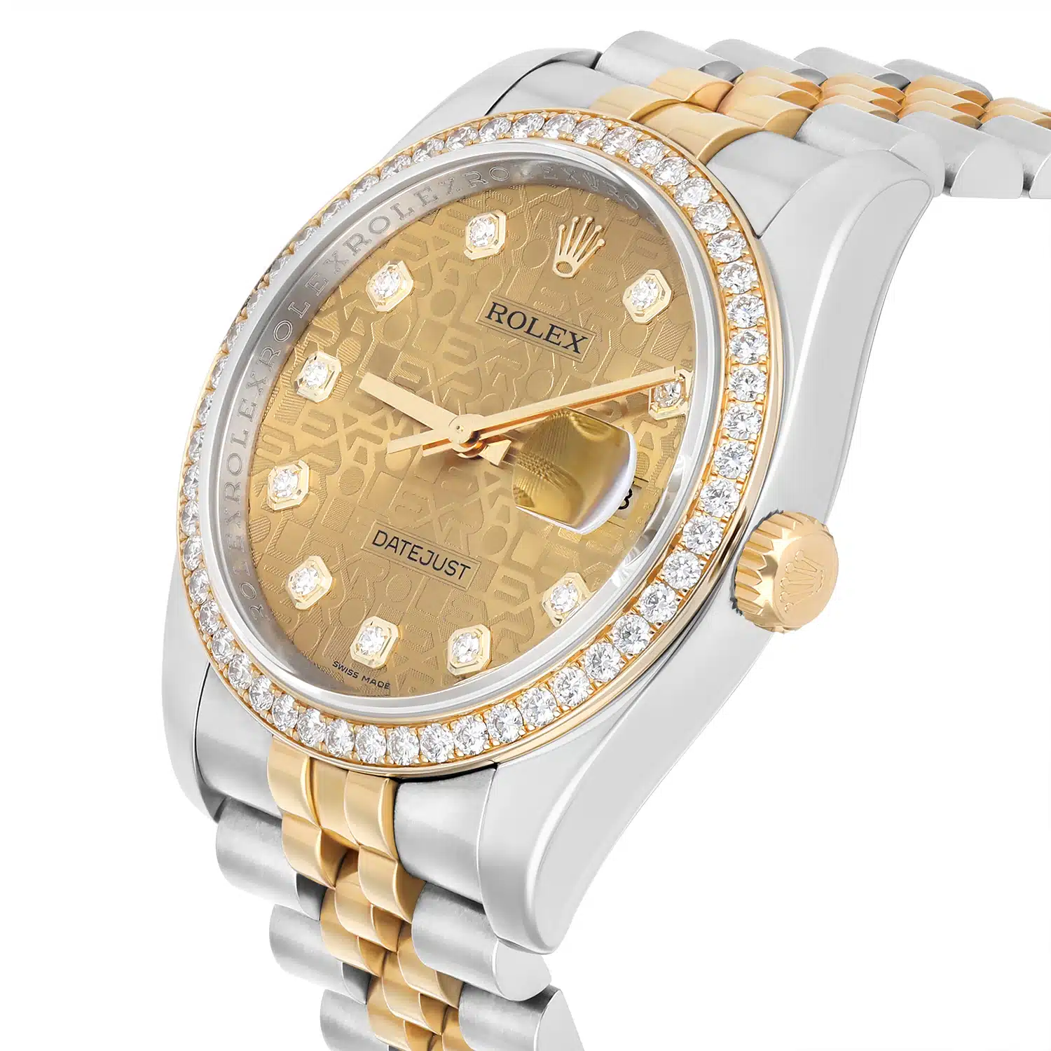 Rolex Datejust 116243 36mm Yellow Gold & Steel Champagne Jubilee Diamond Dial – image 5