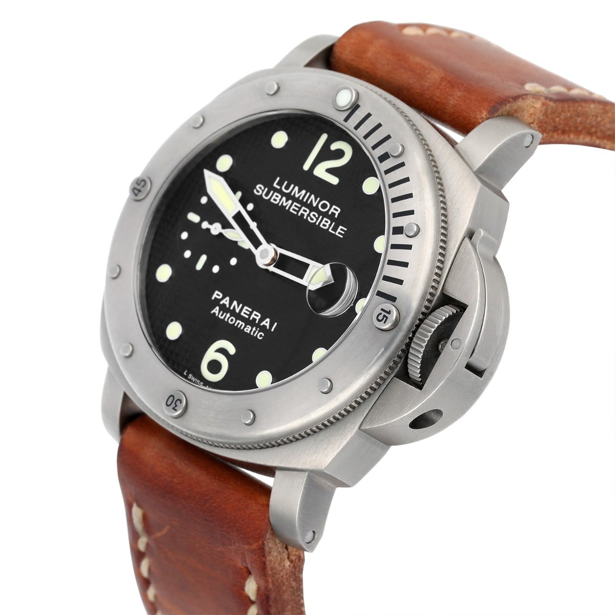 Panerai 44mm Luminor Submersible PAM00025 Date Black Dial Automatic Watch