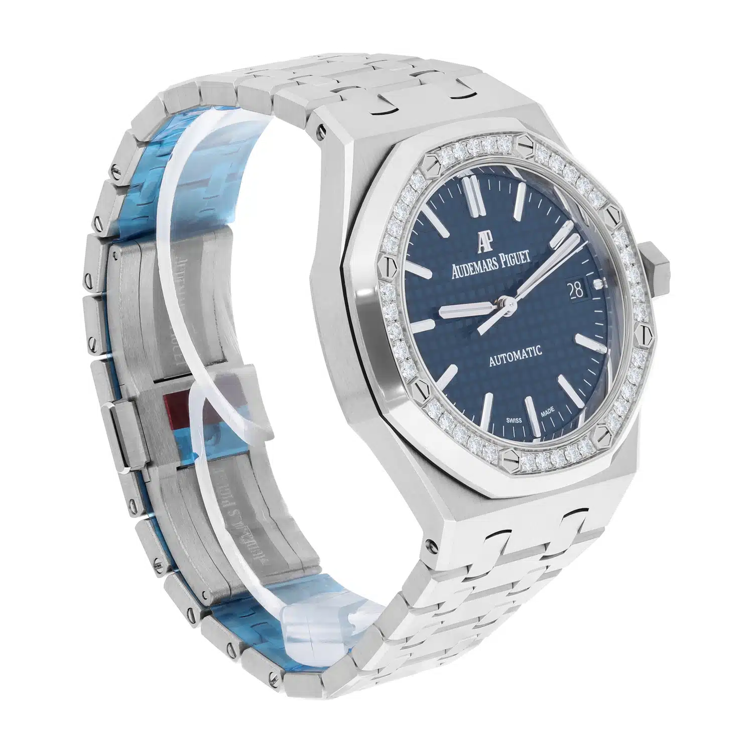 Audemars Piguet Royal Oak 15451ST.ZZ.1256ST.03 Automatic Factory Diamond Bezel Blue Dial 37mm Watch – image 6