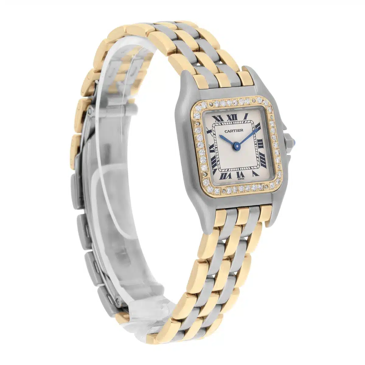 Cartier PANTHERE 1057917 STEEL YELLOW GOLD 3 ROW BRACELET DIAMOND LADIES WATCH – image 6