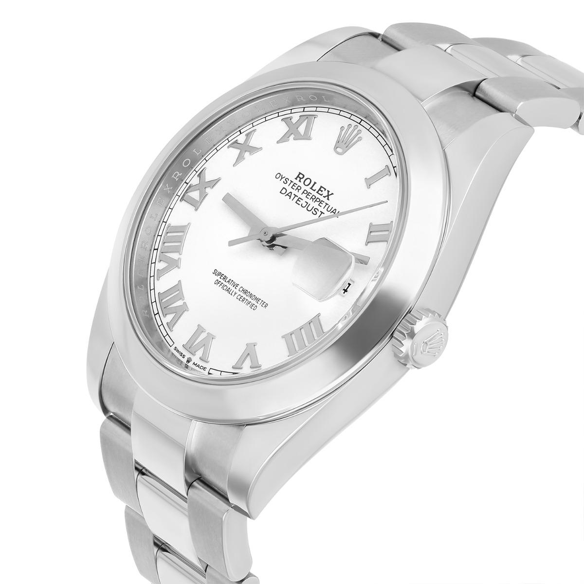 Rolex Datejust 41 126300 Steel White Roman Dial Oyster Band Watch