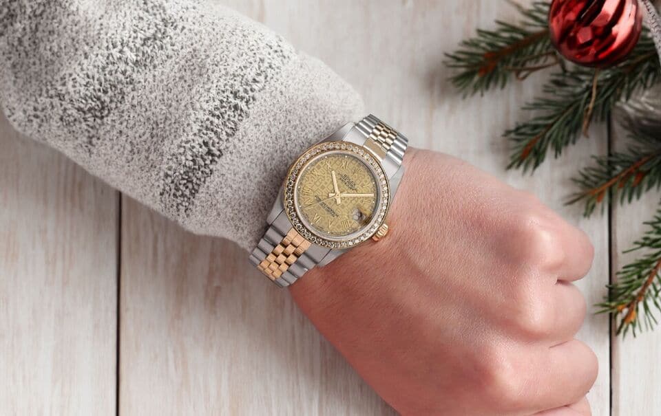 Rolex Datejust 31 Champagne Roman Dial 2 Tone Watch with Diamond Bezel 68273