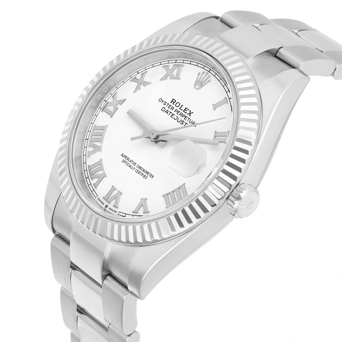 Rolex Datejust 41mm 126334 Fluted Bezel White Roman Dial Oyster Bracelet – image 6