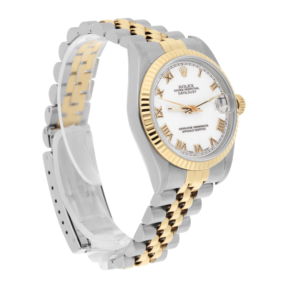 Rolex Datejust 31mm White Roman Stainless Steel/Yellow Gold Watch Circa 1995