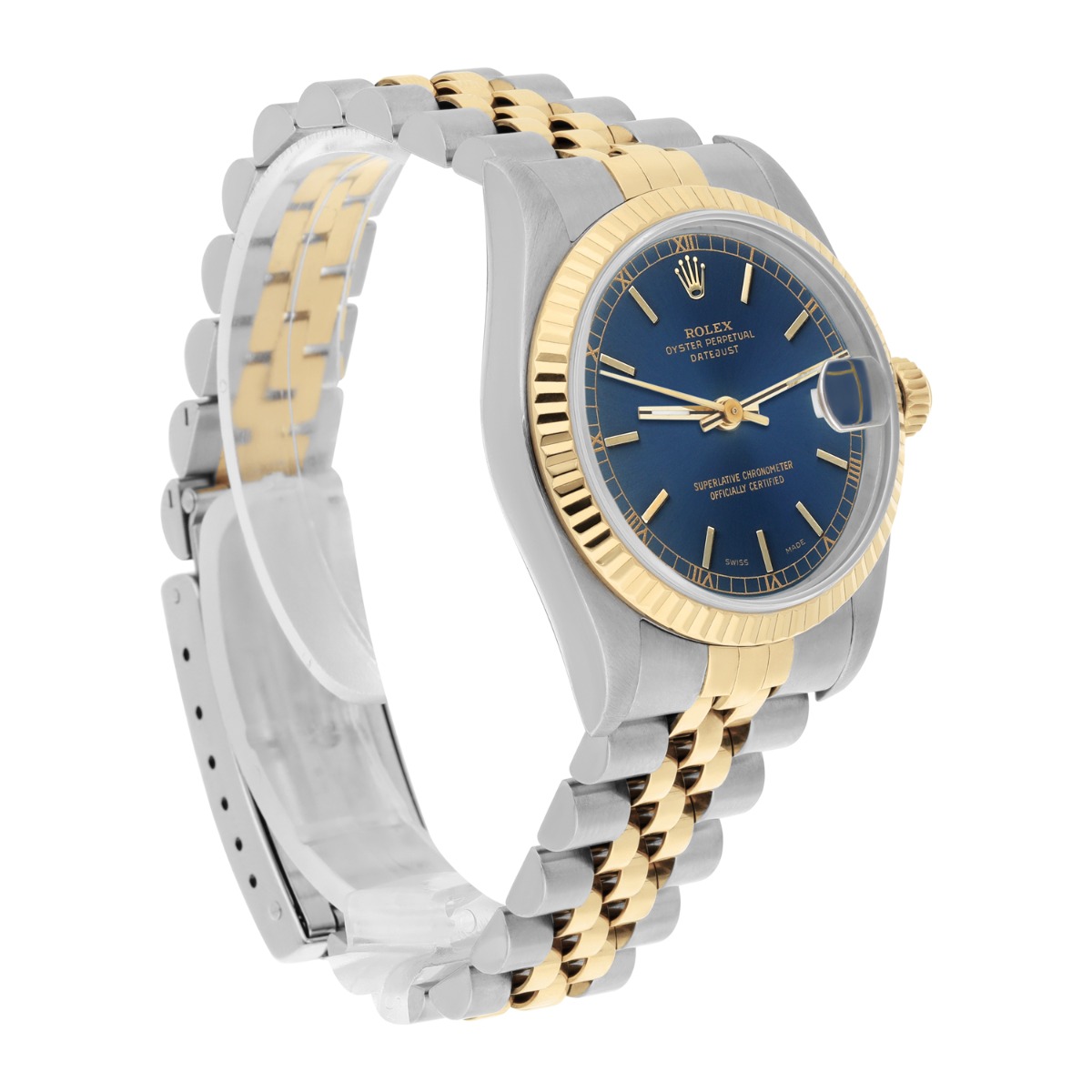 Rolex Datejust 31mm 68273 Blue Stick Stainless Steel/Yellow Gold Watch Circa 1993