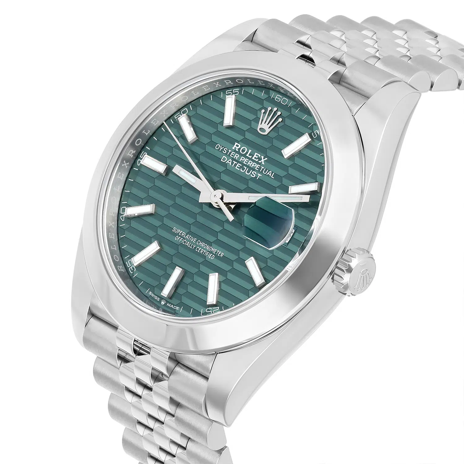 Rolex Datejust 41 126300-0022 Steel Green Motif Index Dial Mens Jubilee Watch Unworn – image 5