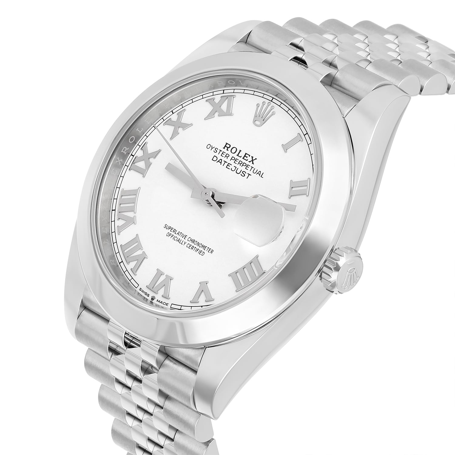 Rolex Datejust 126300-0016 41 Steel White Roman Dial Mens Jubilee Watch Complete