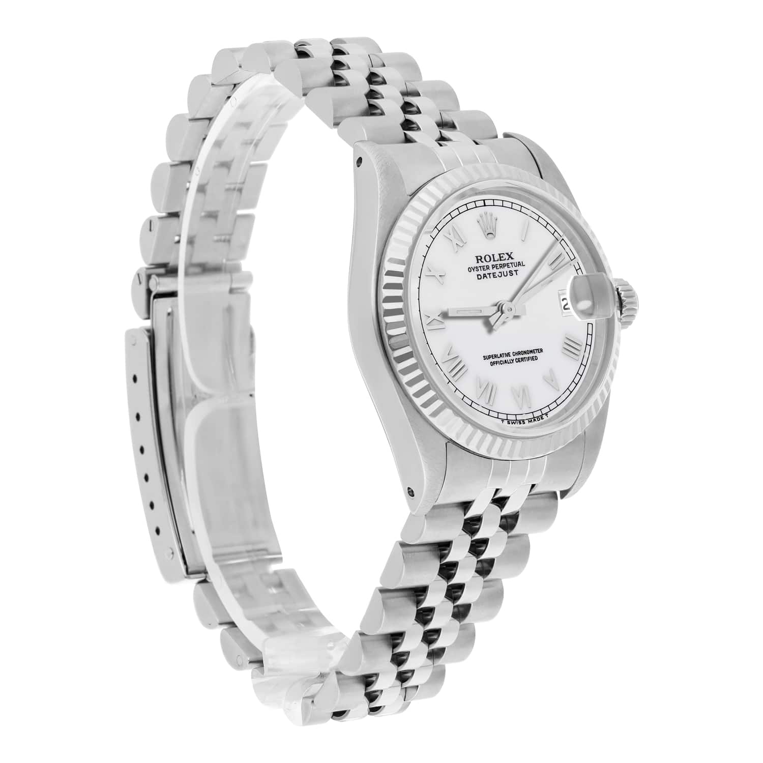 Rolex Datejust 31mm 68274 White Roman Dial Stainless Steel Watch W/G Bezel Circa 1988