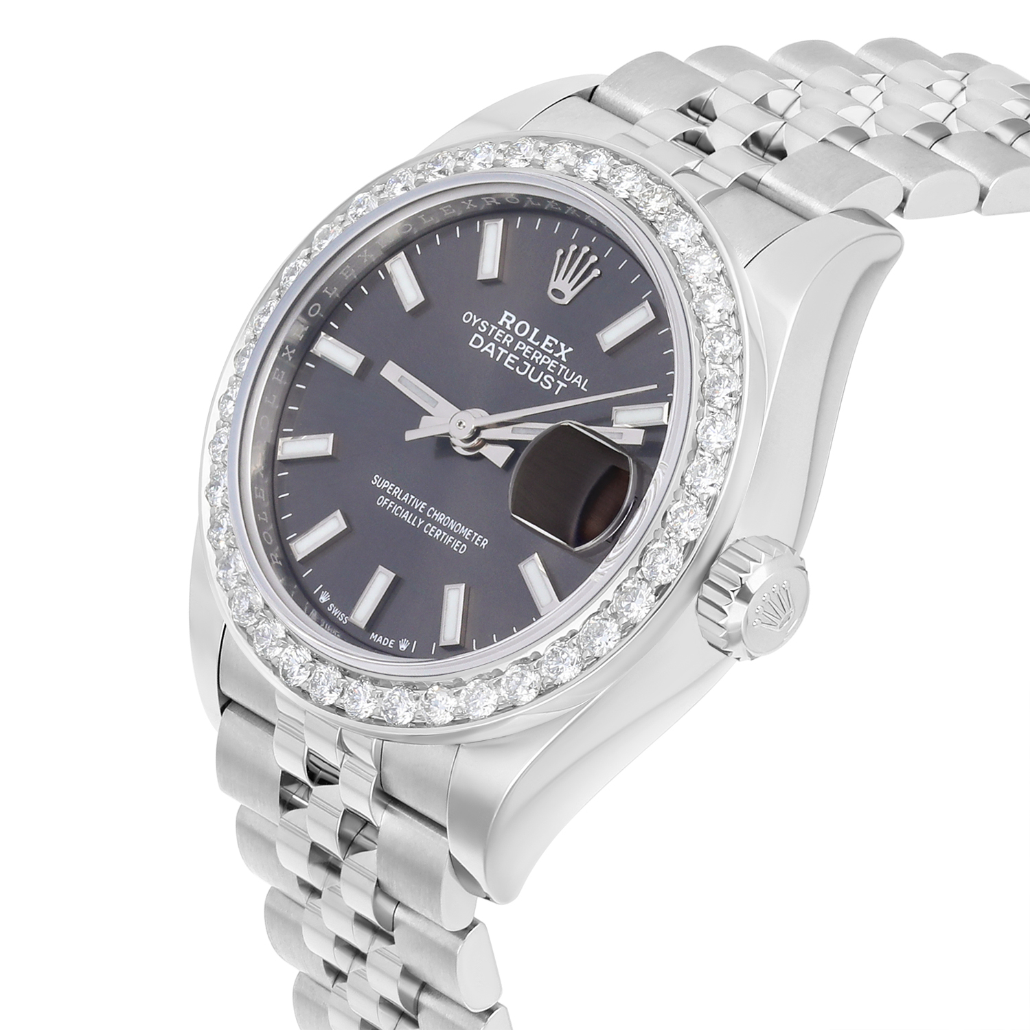 Rolex Datejust 28 Dark Grey Diamond Stainless Steel Jubilee 279160 New 2022