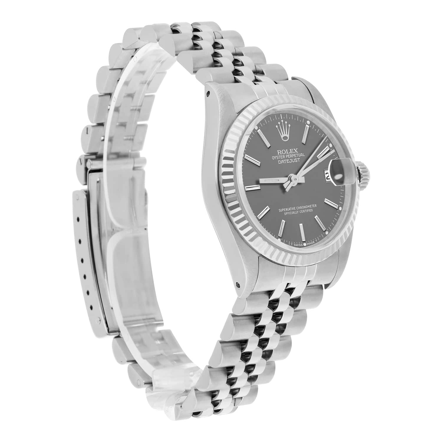 Rolex Datejust 31mm 68274 Grey Dial Stainless Steel Ladies Watch W/G Bezel Circa 1984